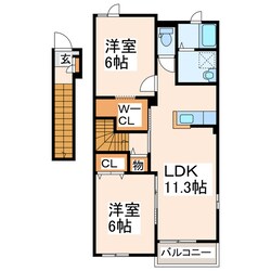 熊本農業高校前 徒歩9分 2階の物件間取画像